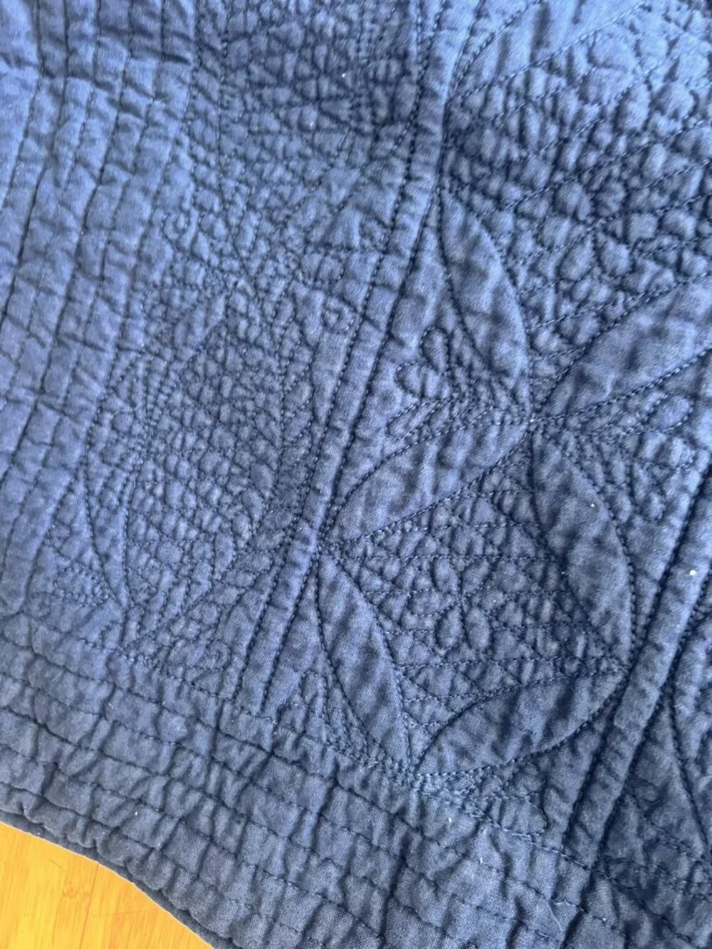 1 Pottery Barn Linen Blend Quilted Euro Sham Navy Blue